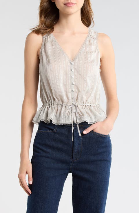 Maiden Button-Up Silk Peplum Top