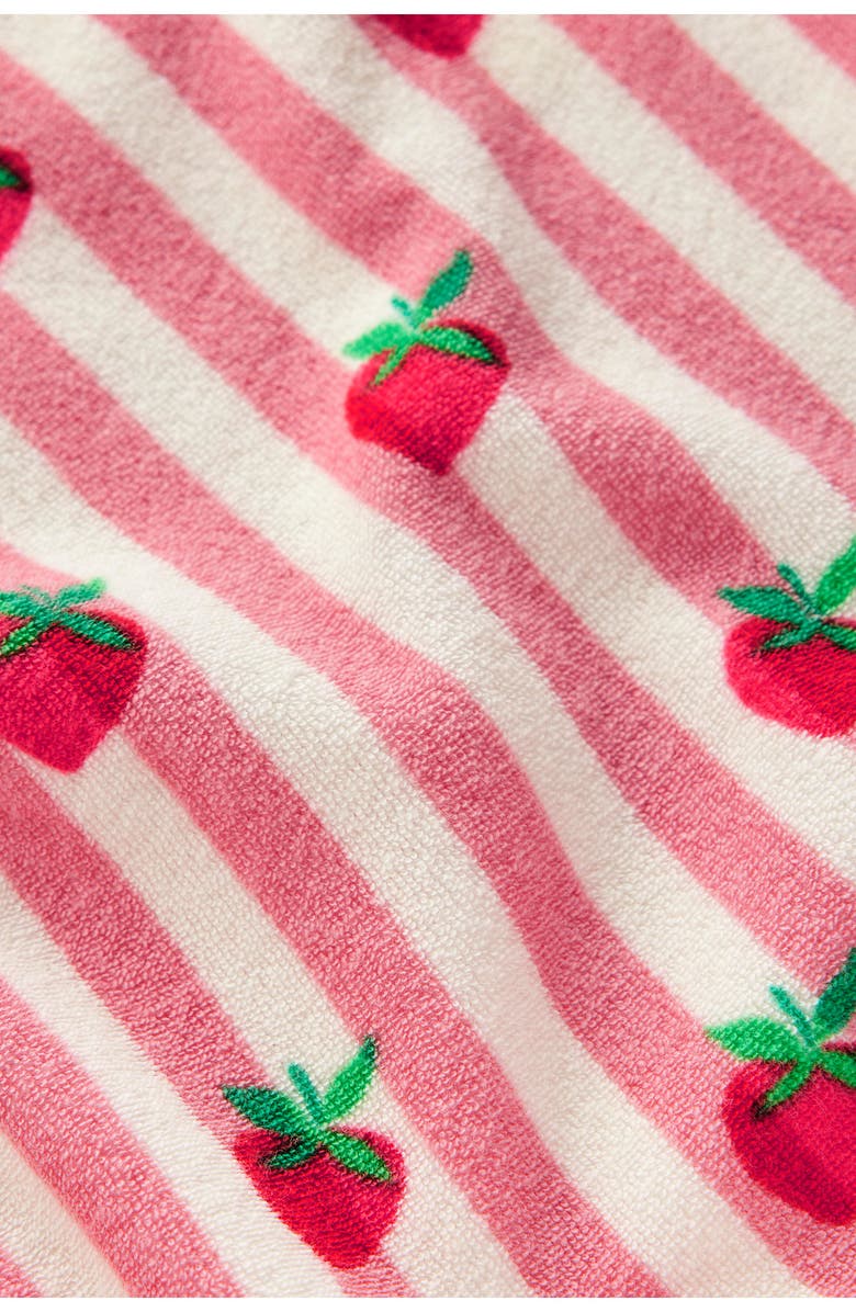 Mini Boden Kids' Dropped Shoulder Cotton Terry Cloth T-Shirt, Alternate, color, Blush Strawberry Stripe