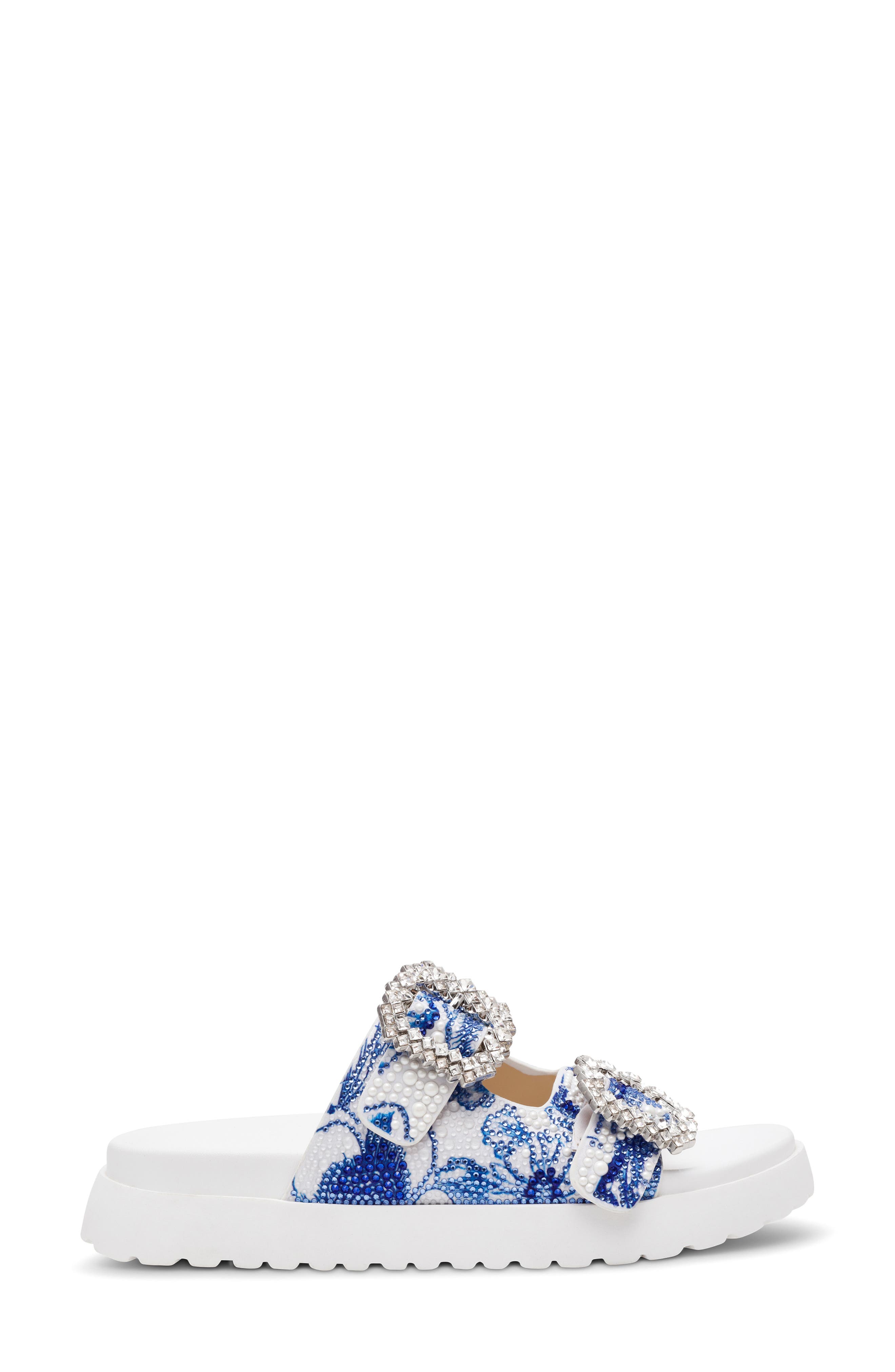 Betsey Johnson Matie Slide Sandal, Alternate, color, White/ Blue Floral
