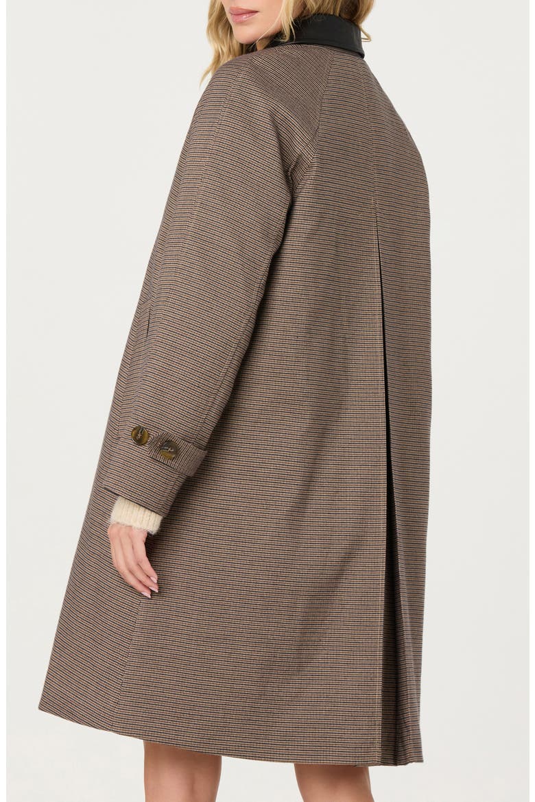 Raiden Faux Leather Collared Coat, Alternate, color, BROWN PLAID
