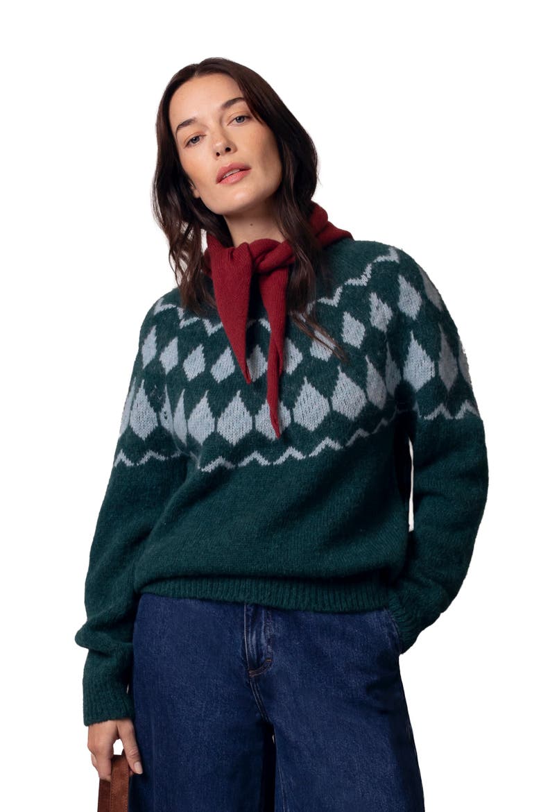 Lofty Diamond Yoke Sweater, Main, color, Bottle Green