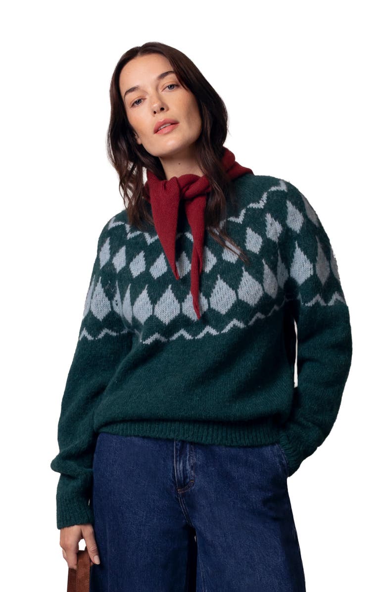 Celtic & Co. Lofty Diamond Yoke Sweater, Main, color, Bottle Green