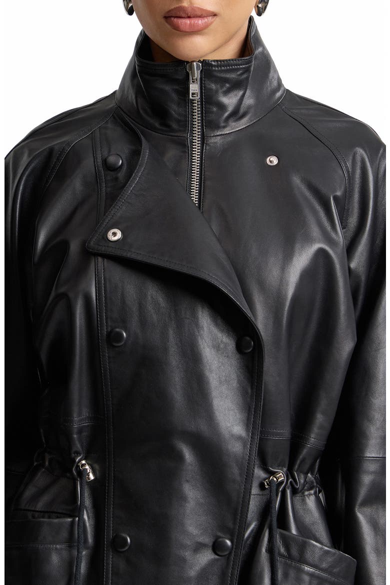 Slouchy Leather Jacket, Alternate, color, BLACK
