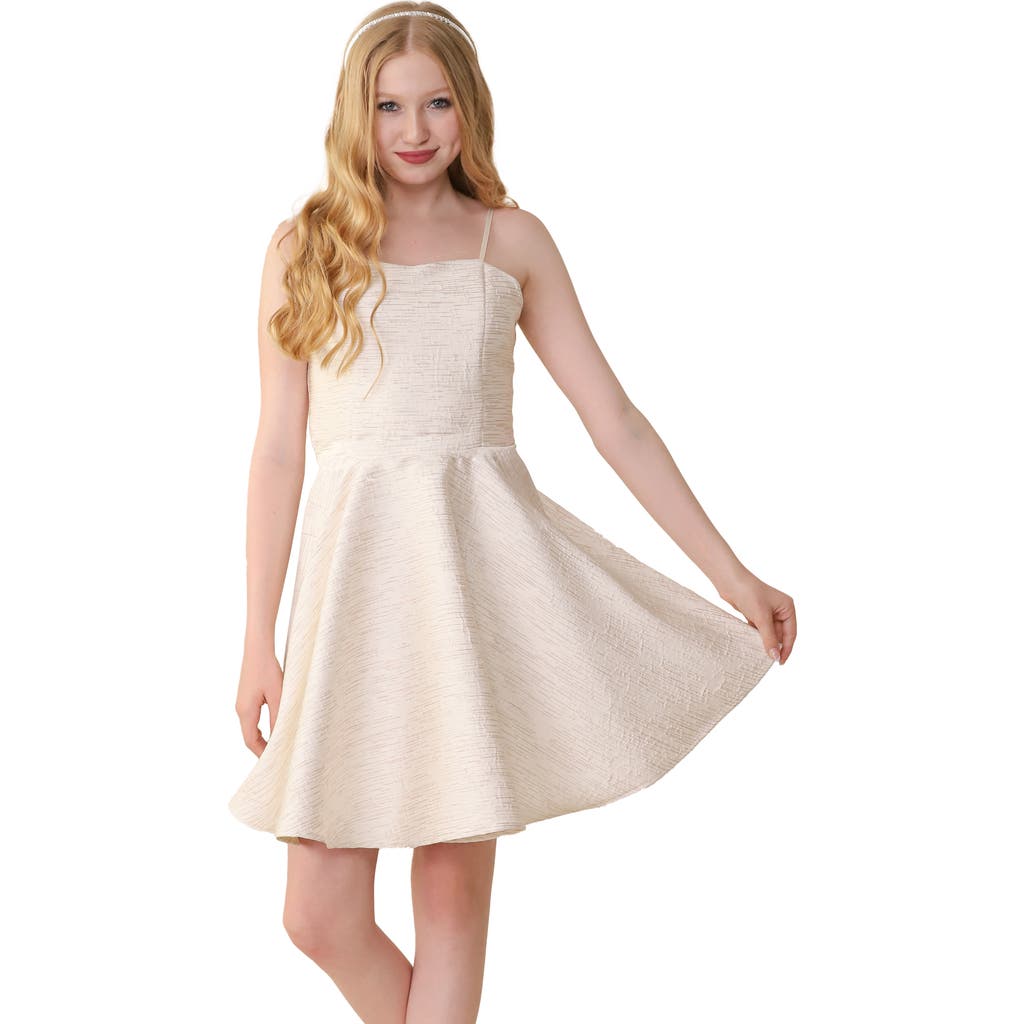 Un Deux Trois Fit And Flare Party Dress In White
