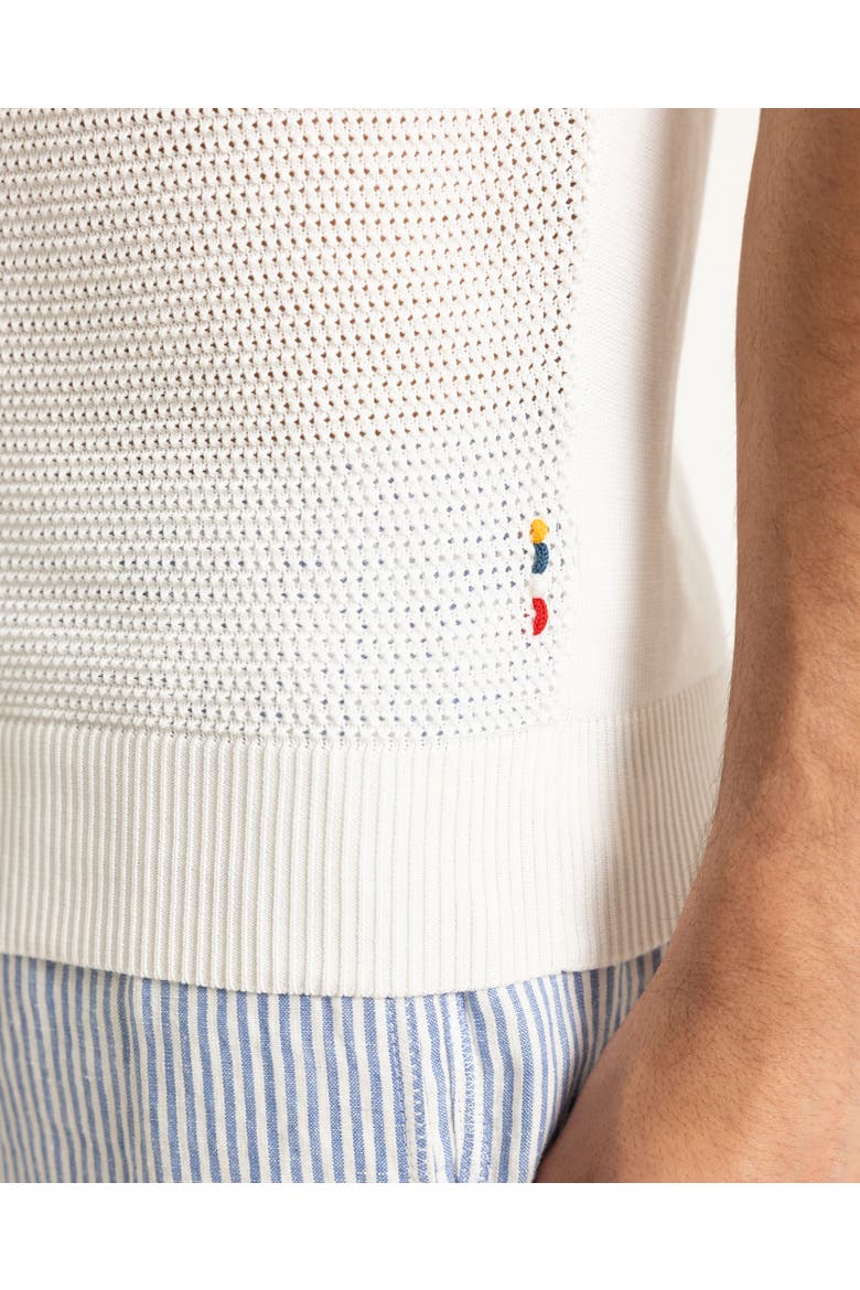 Burnham Tailored Fit Tie Stitch Knit Polo Shirt, Alternate, color, Cloud