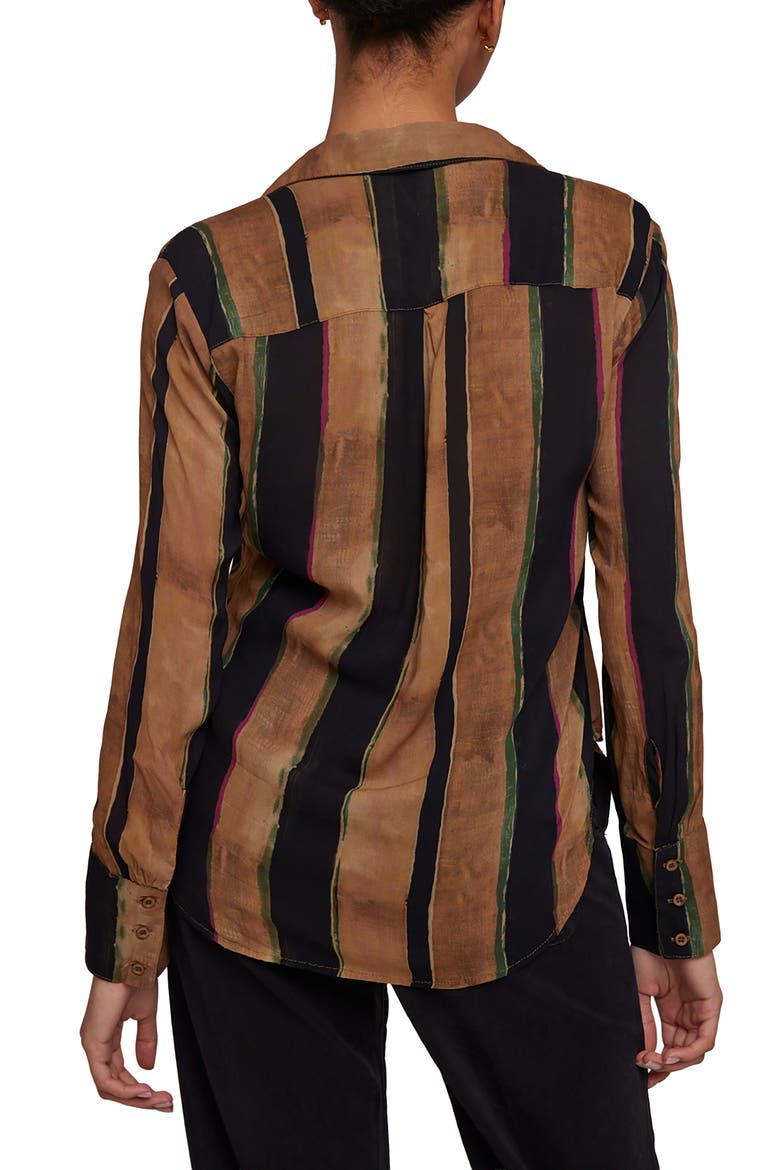 Hidden Placket Button Down Shirt, Alternate, color, GOLDEN STRIPES PRINT