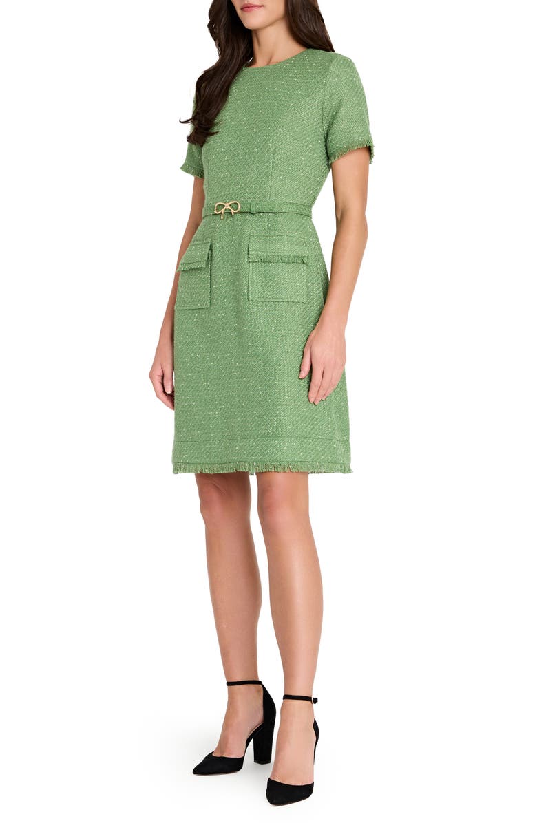 Tahari ASL Fray Bouclé Dress, Alternate, color, 