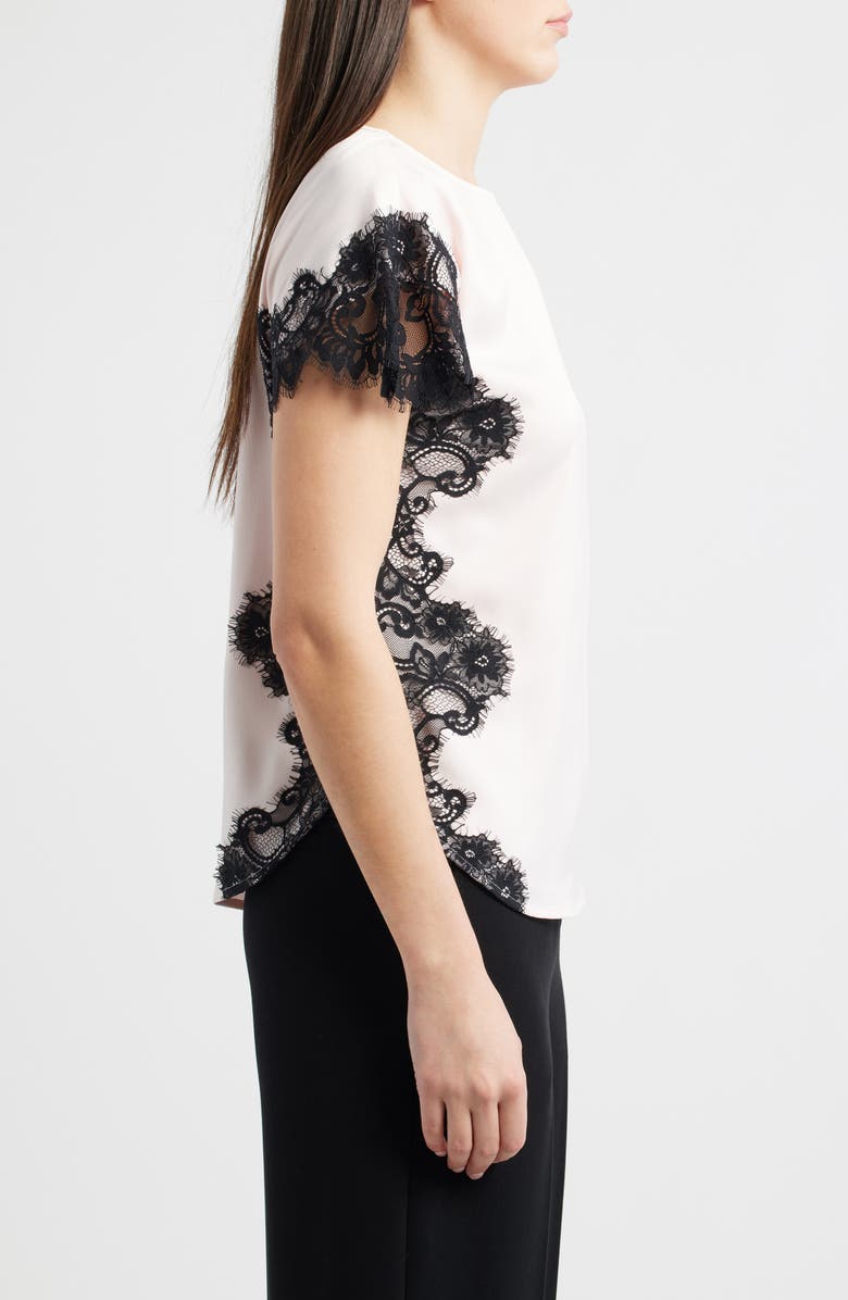 Anne Klein Lace Trim Bateau Neck Top, Alternate, color, Soft Blossom