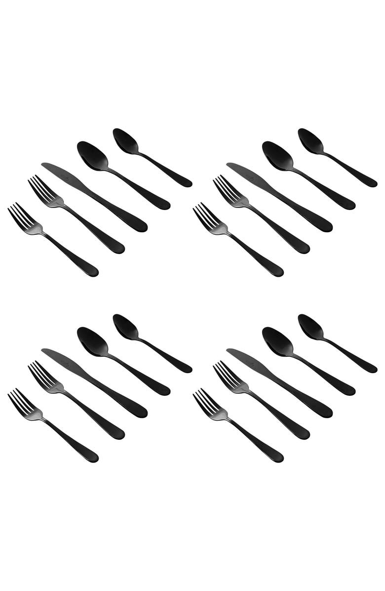 Gibson Stravidia 20 Piece Flatware set Stainless Steel, Alternate, color, Black