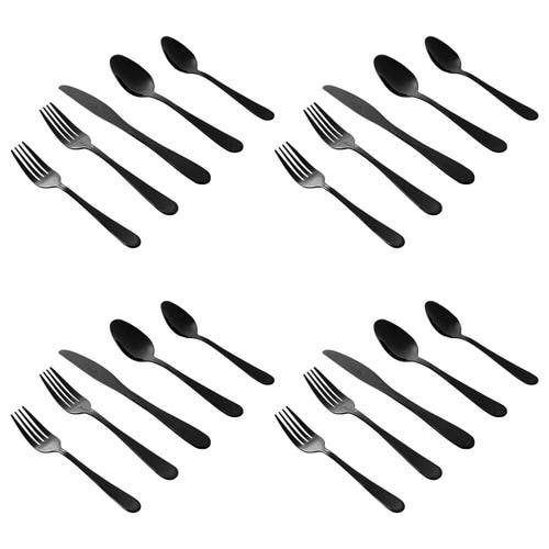 Gibson Stravidia 20 Piece Flatware Set Stainless Steel In Black