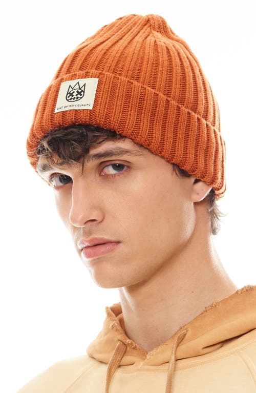 Cult Of Individuality Shimuchan Logo Knit Hat In Vintage Rust In Orange
