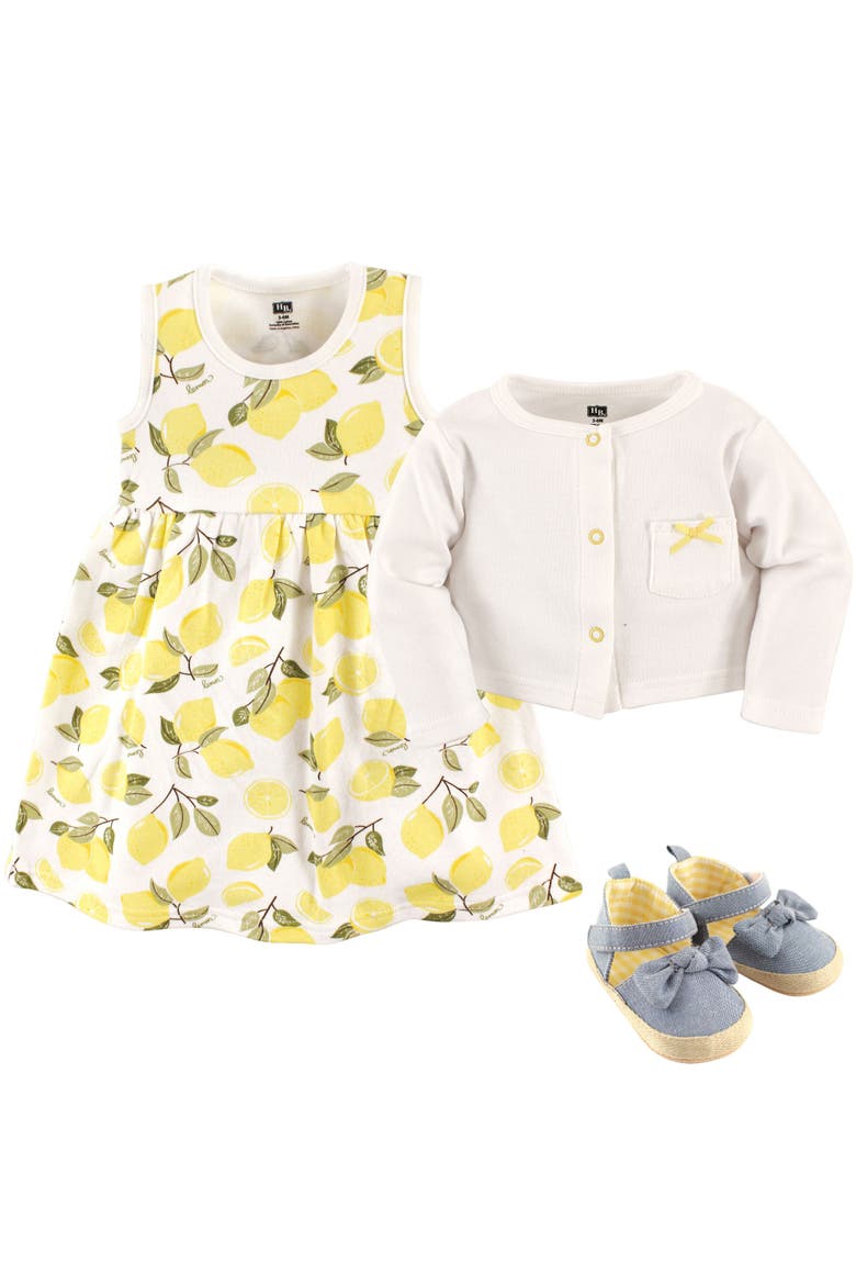 Cardigan, Dress and Shoes, Alternate, color, Yellow