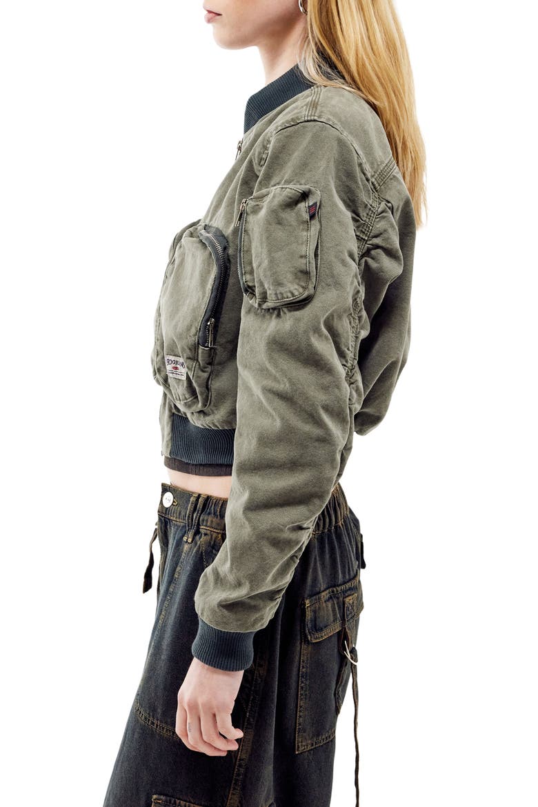 Zip Pocket Canvas Bomber Jacket, Alternate, color, KHAKI