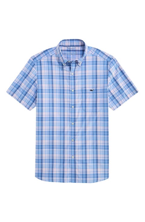 Plaid Short Sleeve UPF 30+ Button-Down Shirt