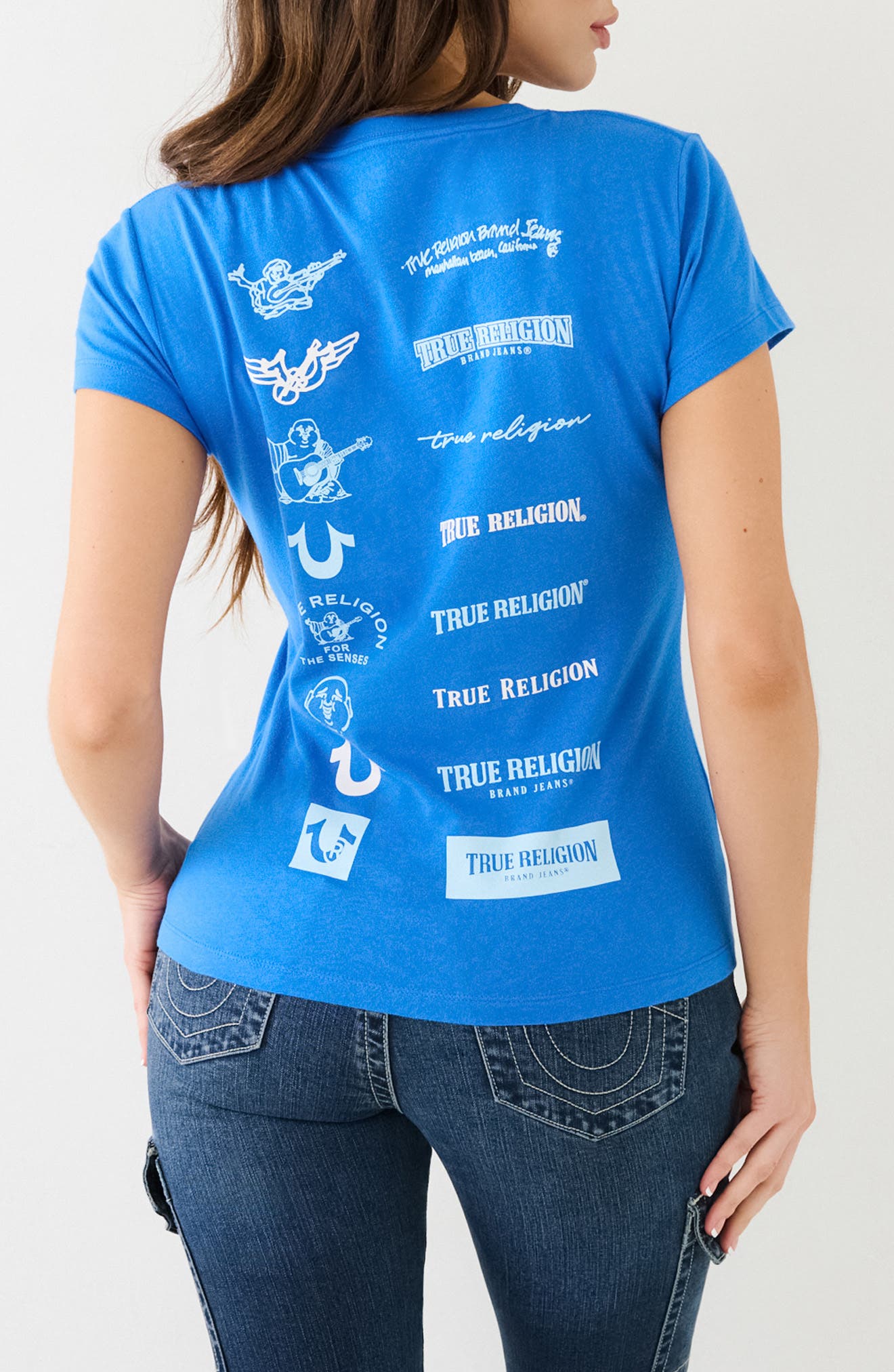 True Religion Multi Logo V-Neck T-Shirt (Women) | Nordstromrack