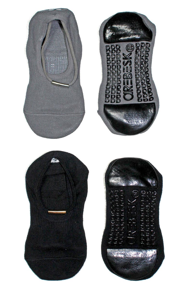 Arebesk Goddess Assorted 2-Pack Closed Toe Grip Socks, Alternate, color, Black - Gray
