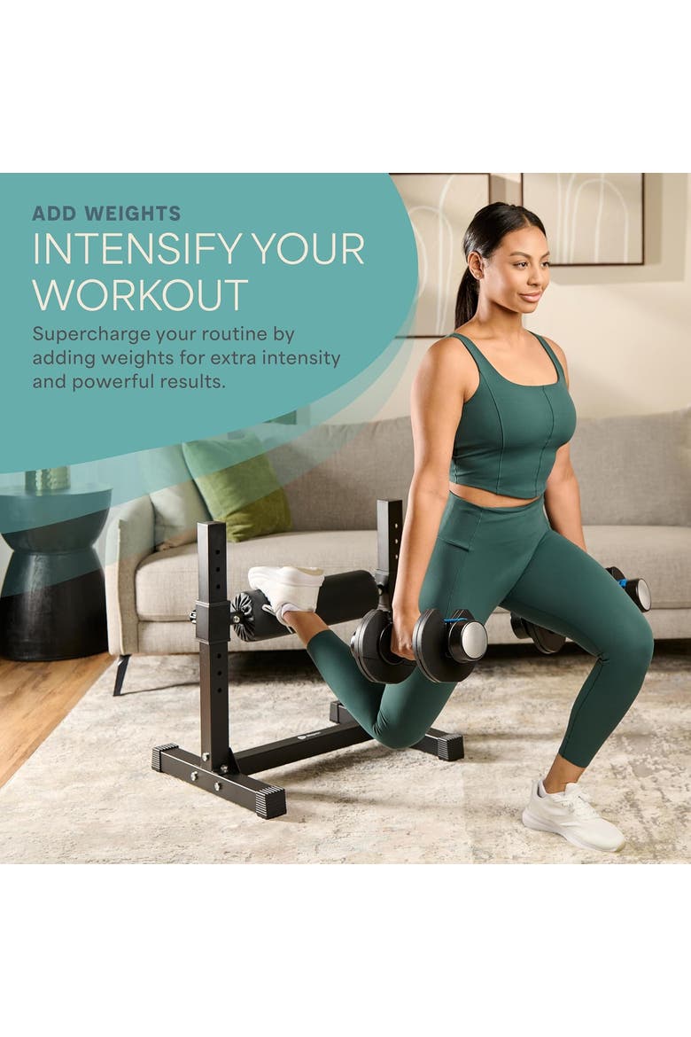 Bulgarian Split Squat Stand Adjustable 330lb Leg Roller, Alternate, color, Black