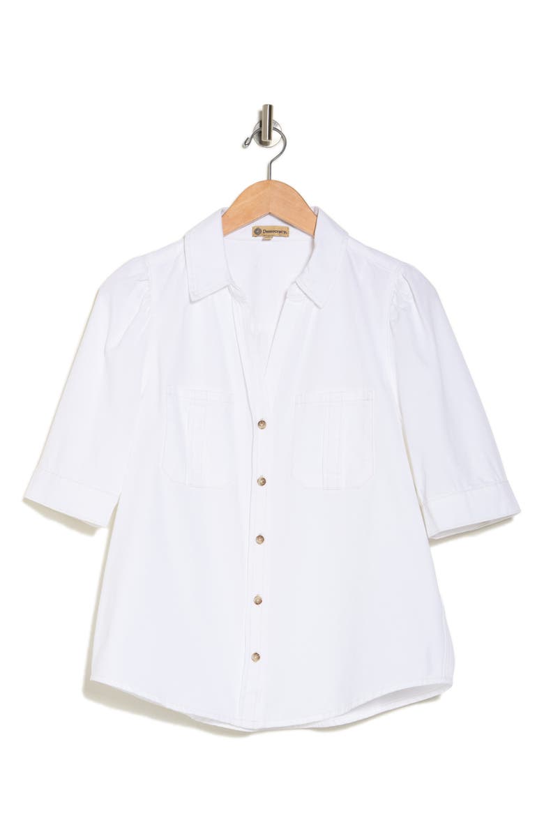 Democracy Cotton Button-Up Shirt, Alternate, color, White