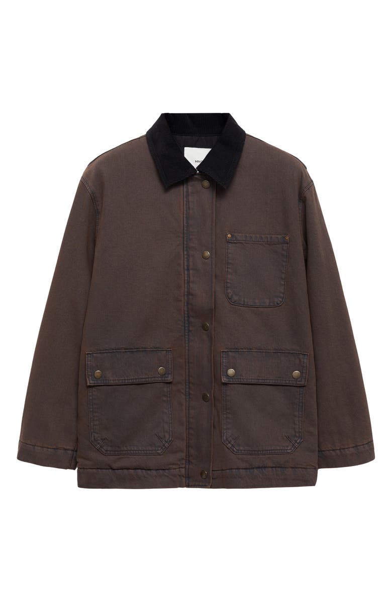 MANGO Denim Jacket with Corduroy Collar, Alternate, color,