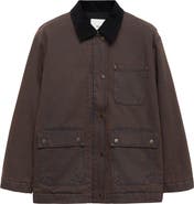 MANGO Denim Jacket with Corduroy Collar