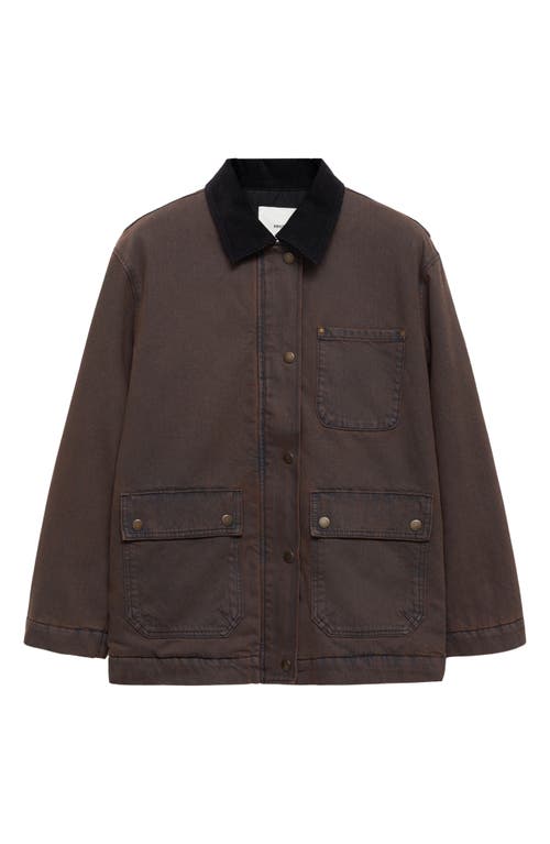 Mango Denim Jacket With Corduroy Collar In Wine