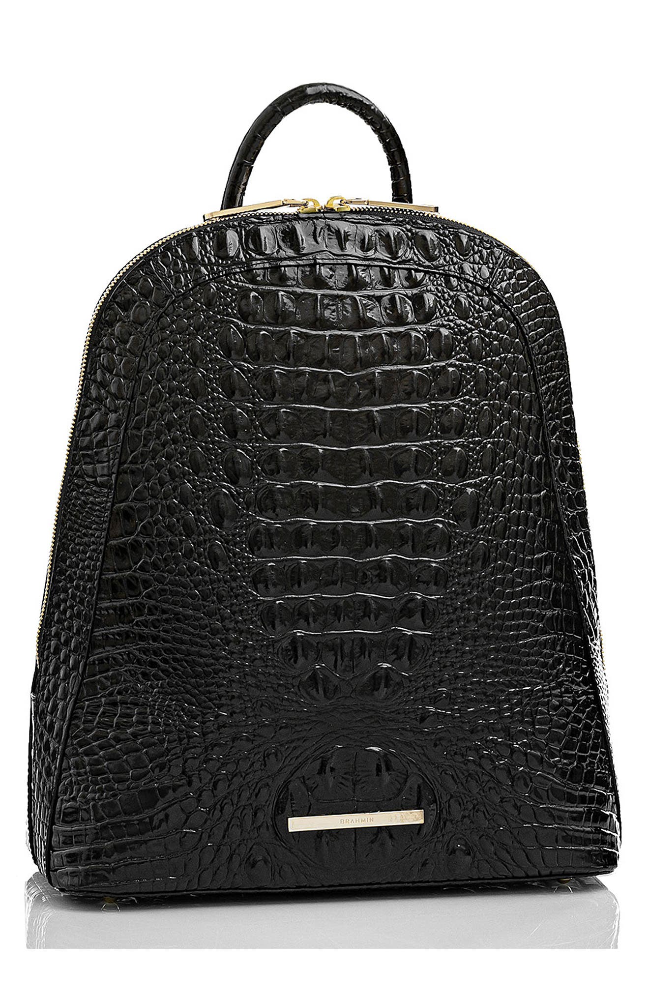 Brahmin Large Rosemary Croc Embossed Leather Backpack, Alternate, color, 