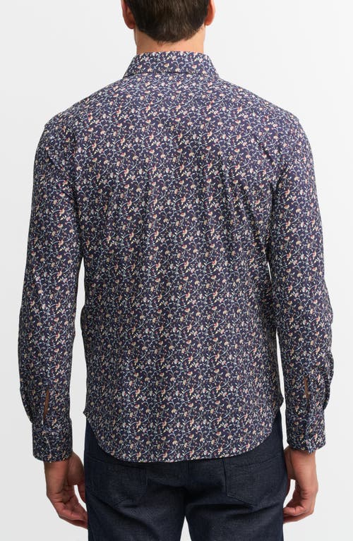 Shop Robert Graham Vargas Trim Fit Abstract Floral Knit Button-up Shirt In Navy