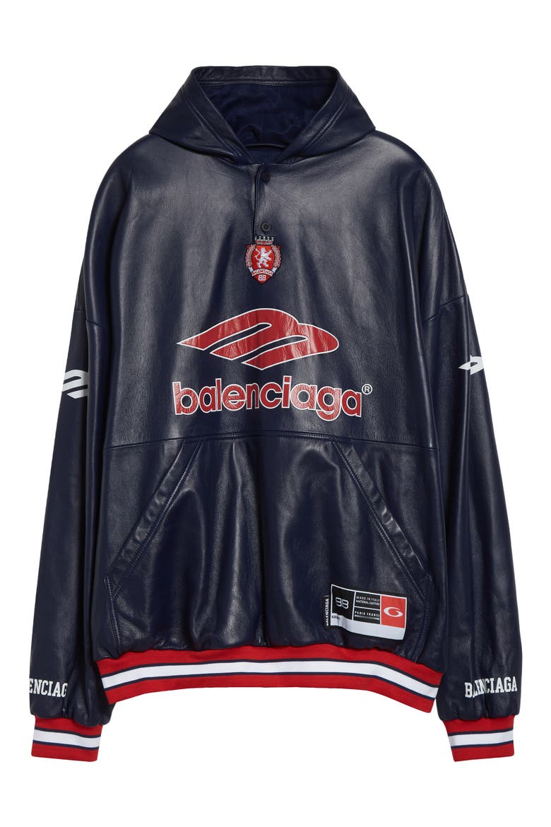 3B Leather Polo Hoodie, Alternate, color, 4100 DARK NAVY