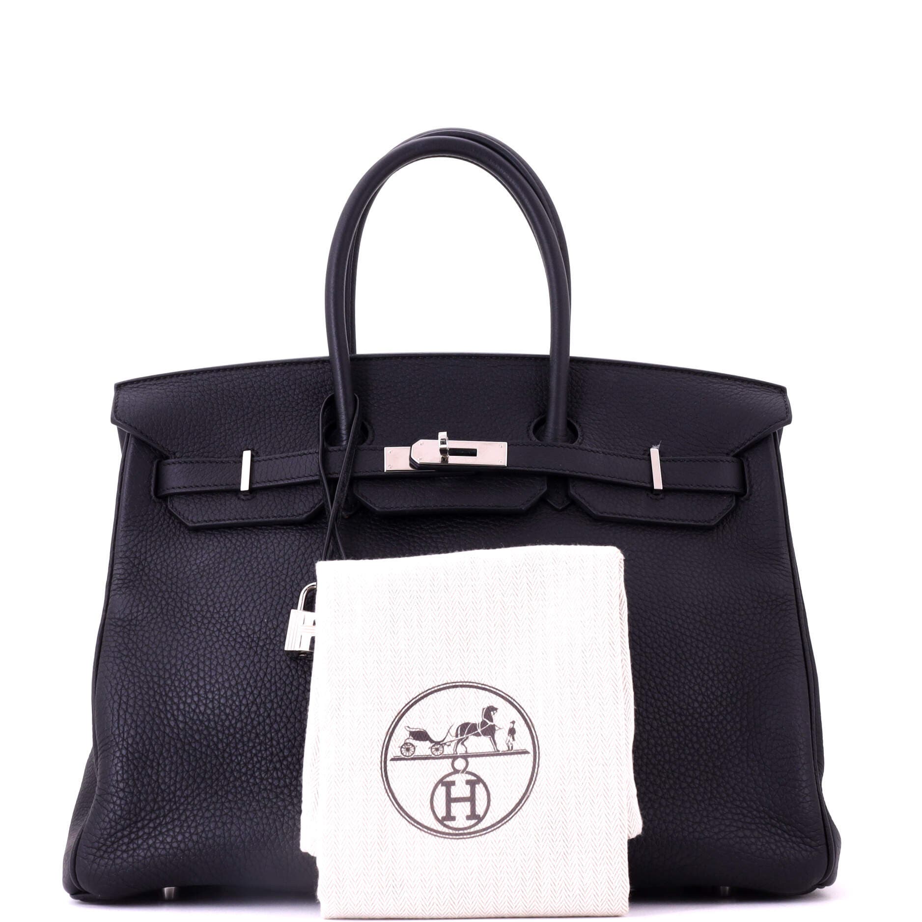 Pre-Owned Hermes Birkin Handbag Black Clemence with Palladium Hardware 35, Alternate, color, 