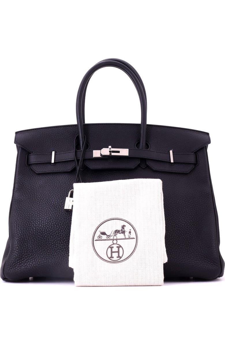 Pre-Owned Hermes Birkin Handbag Black Clemence with Palladium Hardware 35, Alternate, color,