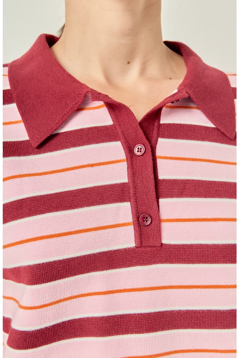 Striped Polo Sweater, Alternate, color, BURGUNDY MULTI