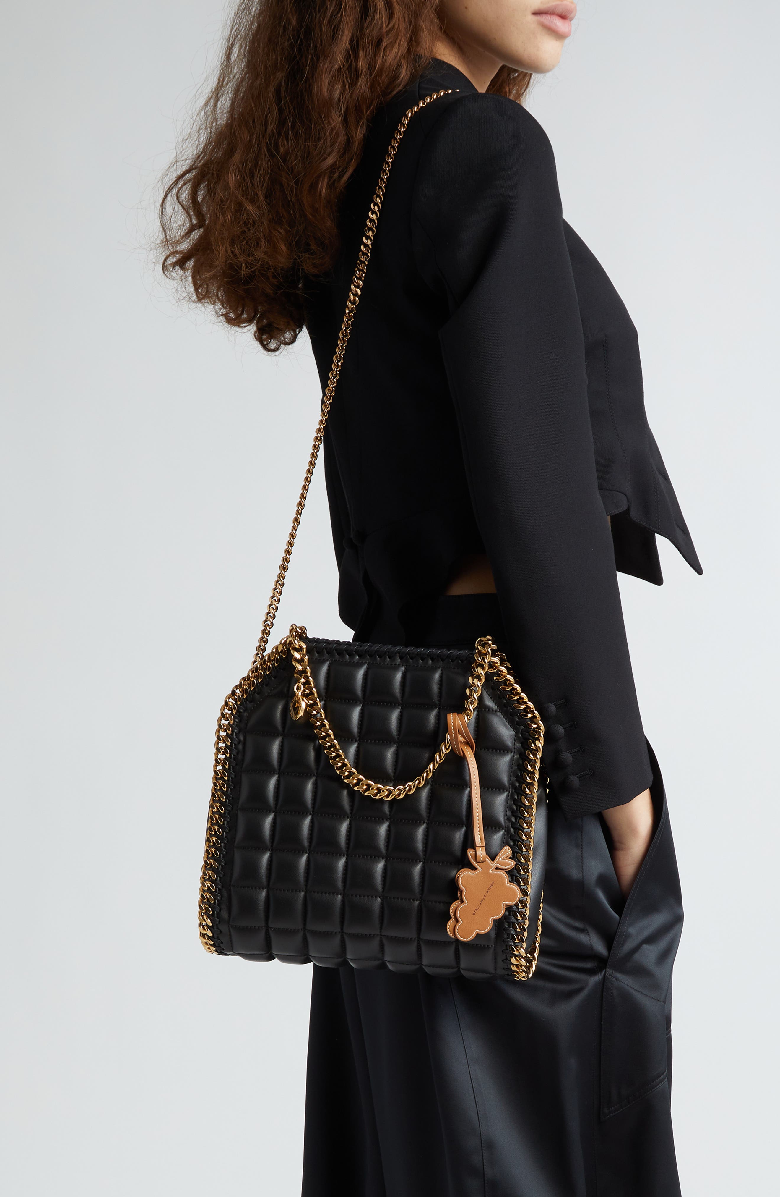 Stella McCartney Mini Falabella Quilted Faux Leather Tote, Alternate, color, 