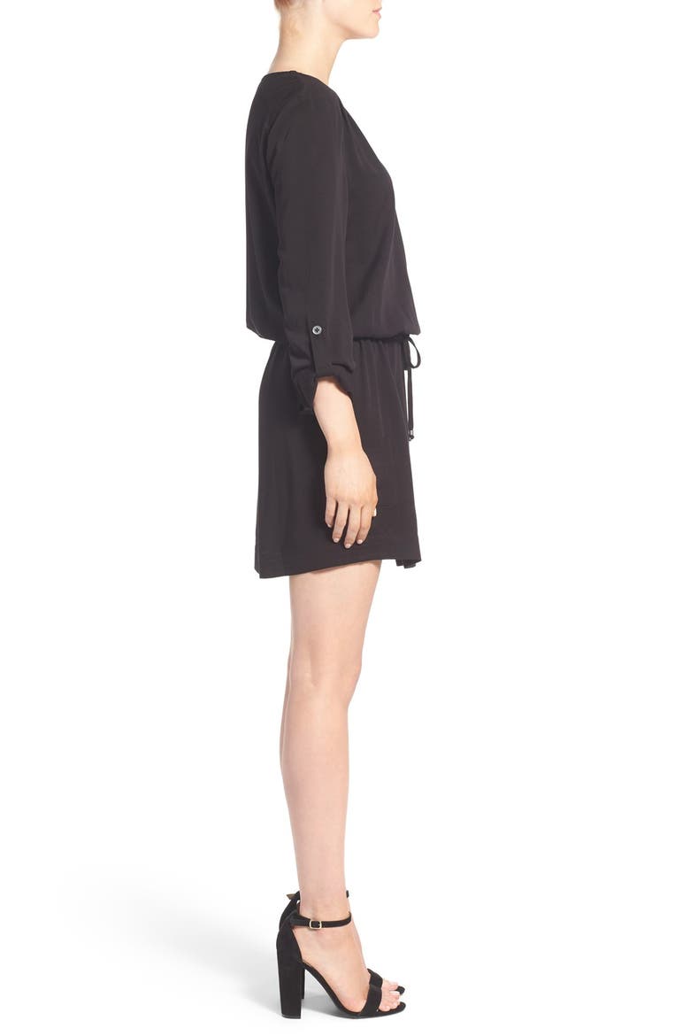 'Hampton' Drawstring Waist Dress, Alternate, color, BLACK
