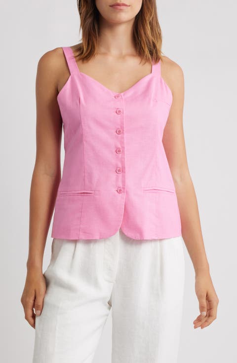 Laurent Cotton & Linen Button-Up Top