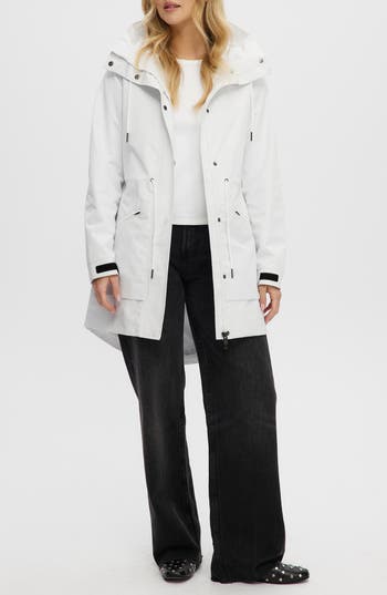 Noize Mid Length Rain Coat In White