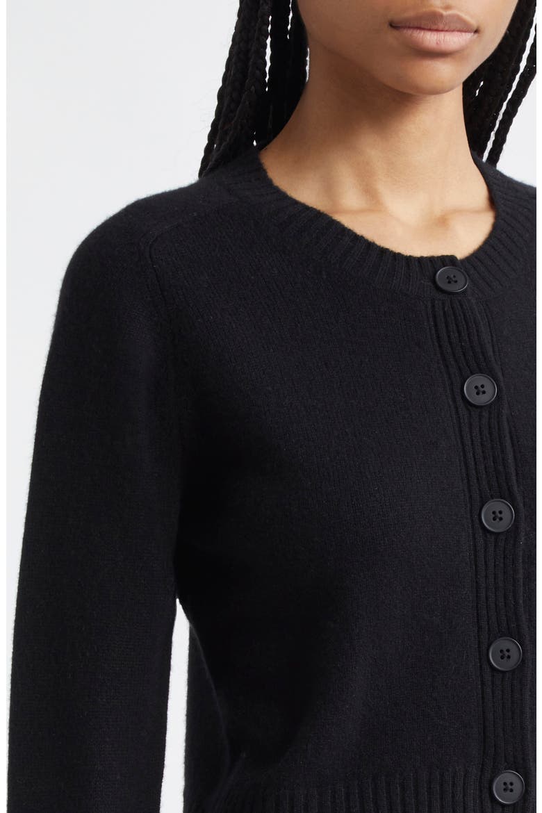 Zephir Crop Cashmere Cardigan, Alternate, color, BLACK