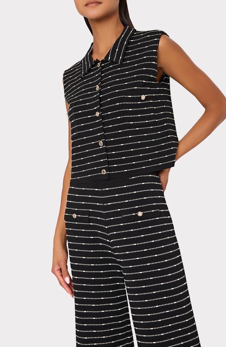 Milly Lainey Sleeveless Button-Up Top, Alternate, color, Black/ White