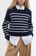Barbour Emery Stripe Crop Cotton & Cashmere Sweater