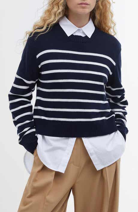 Barbour Emery Stripe Crop Cotton & Cashmere Sweater