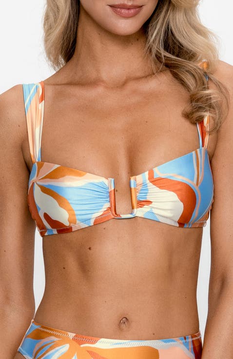 Retro Abstract Print Bikini Top