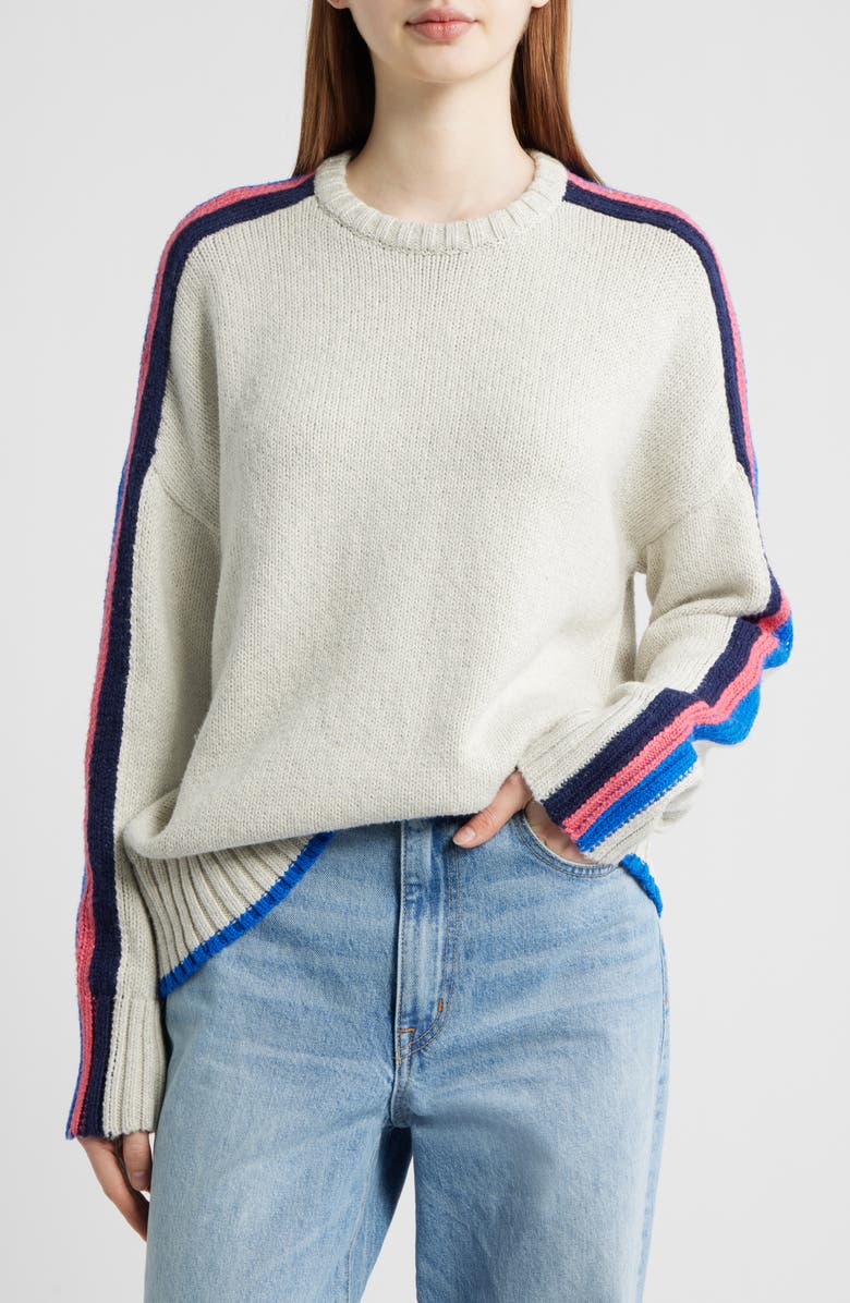 Faherty Summit Heirloom Organic Cotton Sweater, Main, color, Ice Grey Heather Stripe