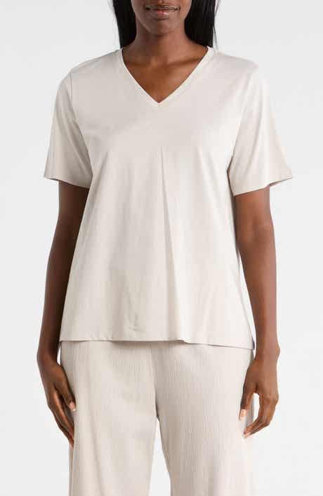 Eileen Fisher V-Neck Organic Cotton Knit T-Shirt