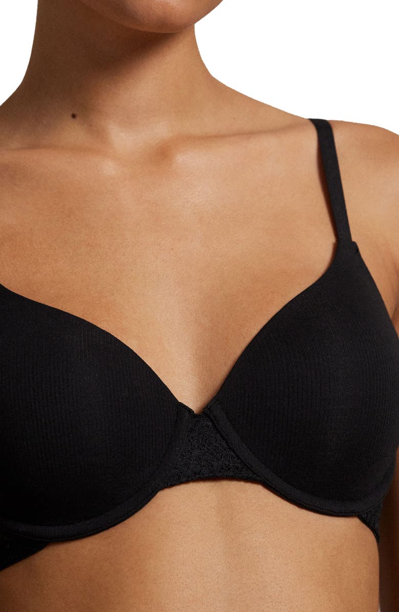 Polo Ralph Lauren Underwire Lace Demi T-Shirt Bra, Alternate, color, Onyx