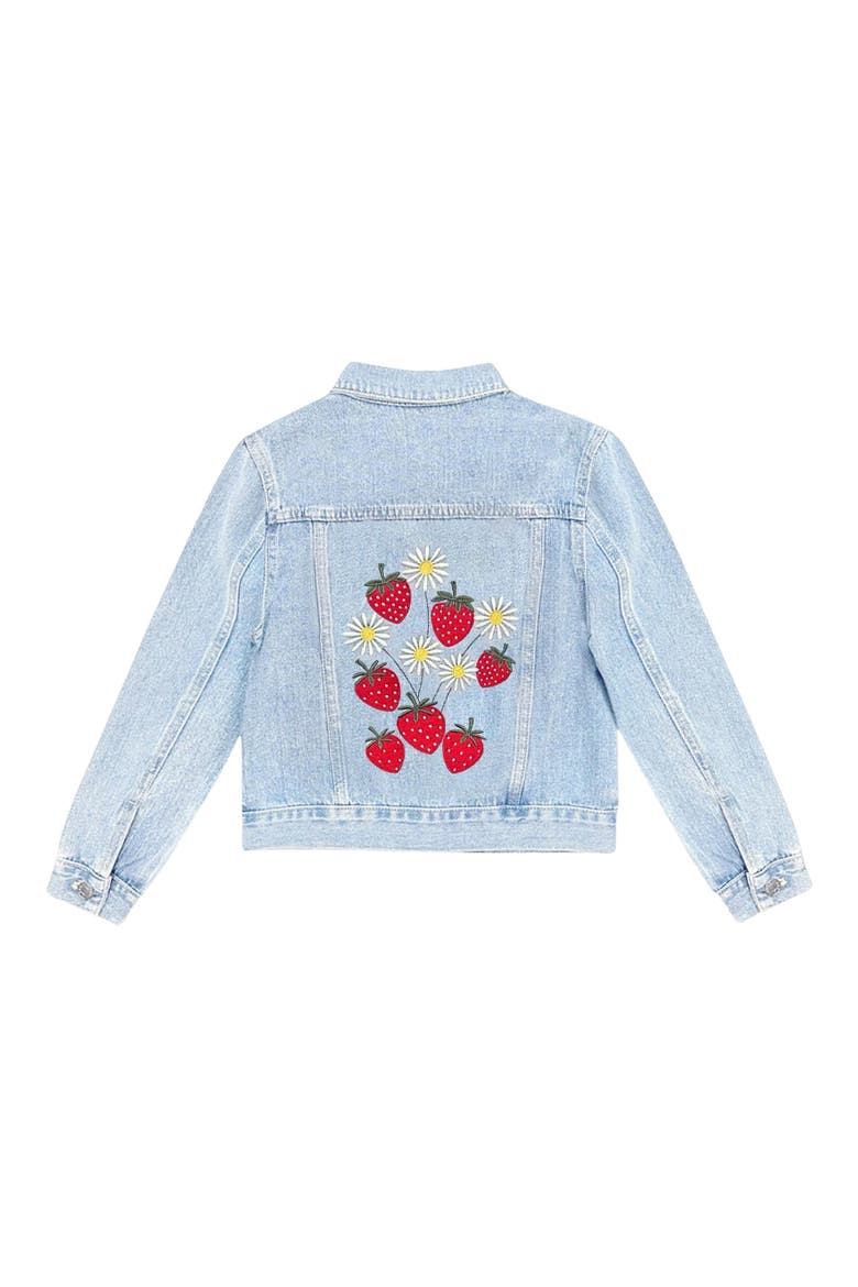 Kids' Strawberry Denim Jacket, Main, color, LT DENIM STRAWBERRY