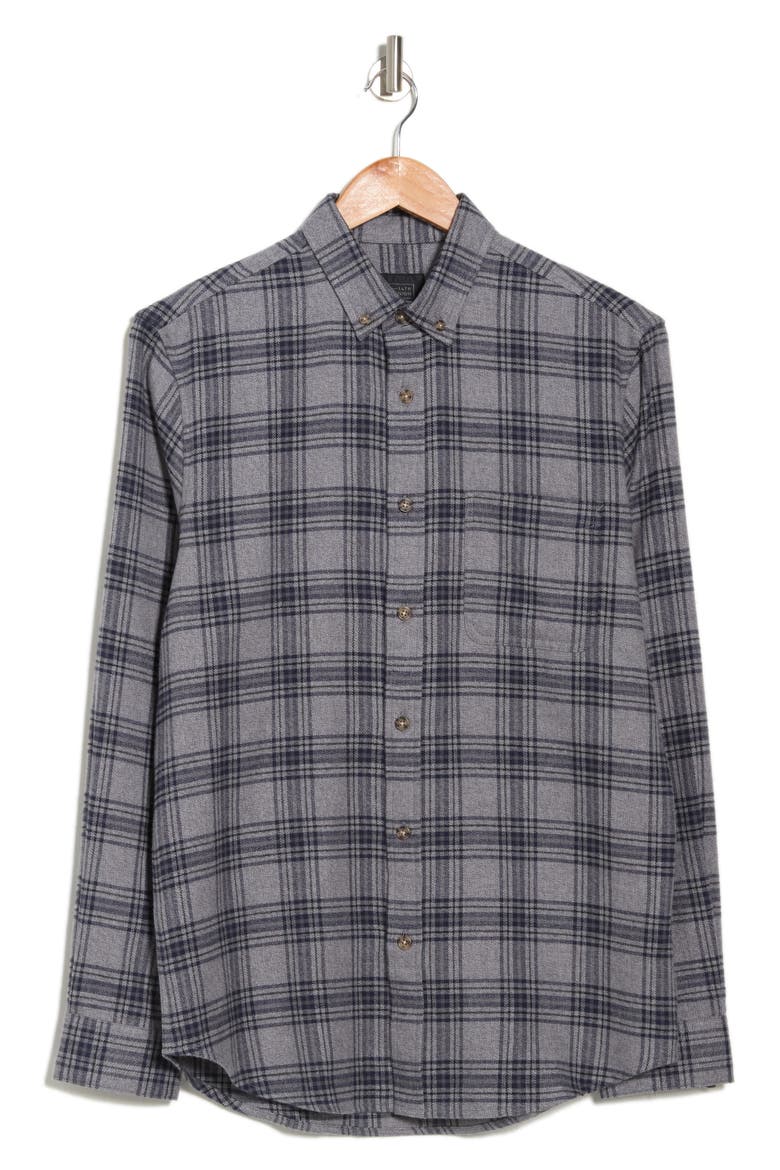 Grindle Trim Fit Flannel Shirt, Alternate, color, GREY- NAVY GRINDLE PLAID