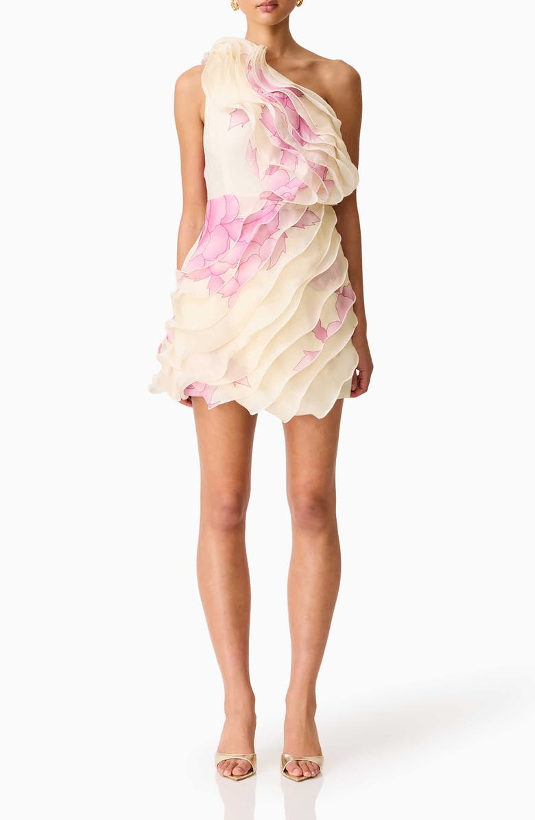 Elliatt Rova One-Shoulder Minidress, Main, color, Creampink