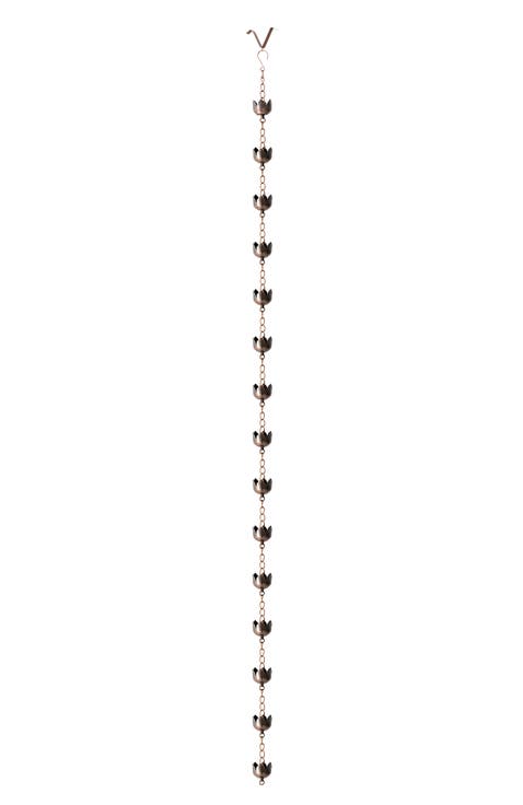 8.5ft 15-Piece Faux Copper Lotus Shaped Rain Chain with V-Shaped Gutter Clip