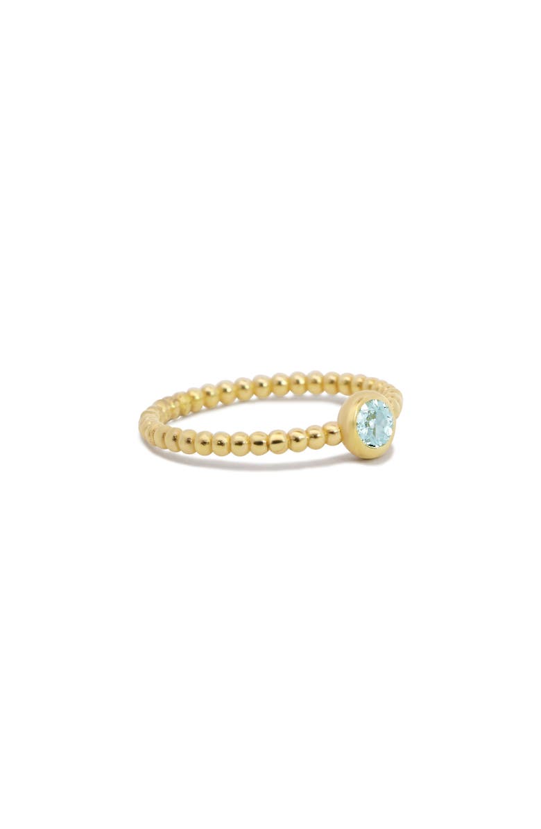 The Lovery Fine Jewelry Gold Beaded Aquamarine Ring, Alternate, color, Aquamarine