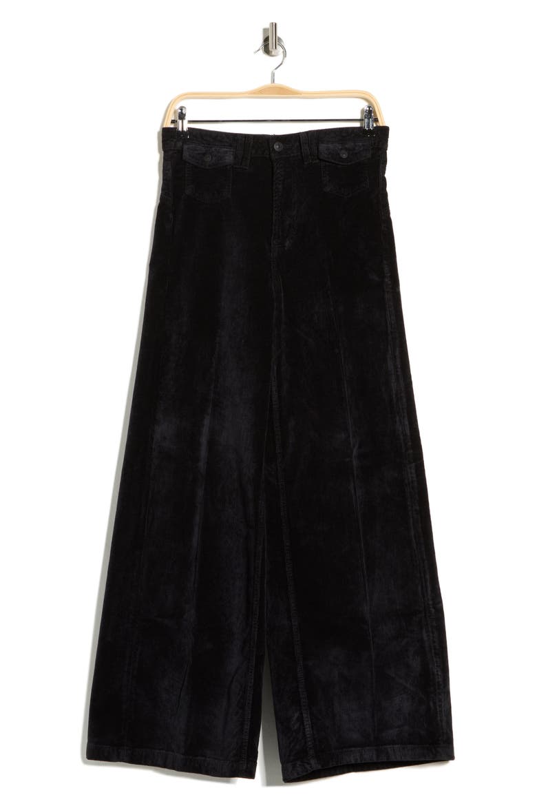 Kellee High Waist Wide Leg Corduroy Palazzo Pants, Alternate, color, BLACK