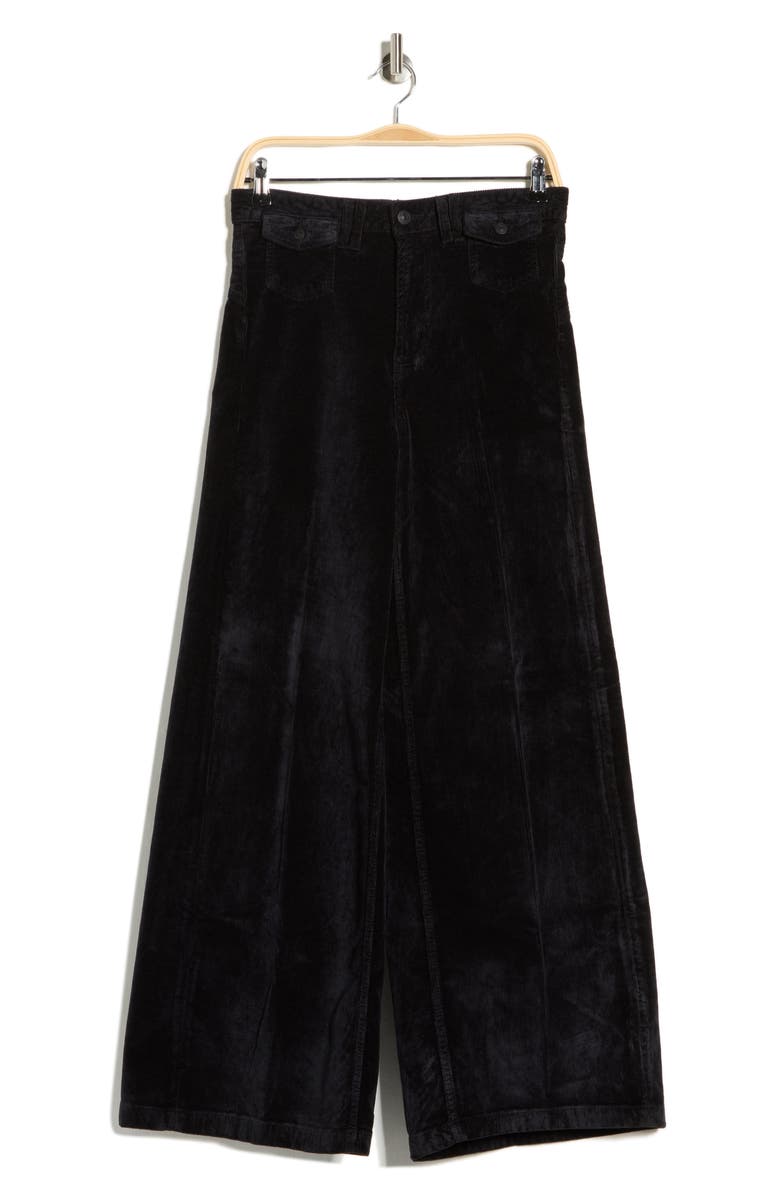 Free People Kellee High Waist Wide Leg Corduroy Palazzo Pants, Main, color, Black